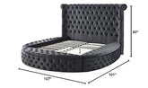Elizabeth Upholstered Round Storage King Bed in Black